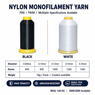 60D 80D 100D 0.10MM 0.12MM 0.14MM Monofilament Nylon Poliester PP PE do produkcji taśm, haftu, hurtownia fabryczna
